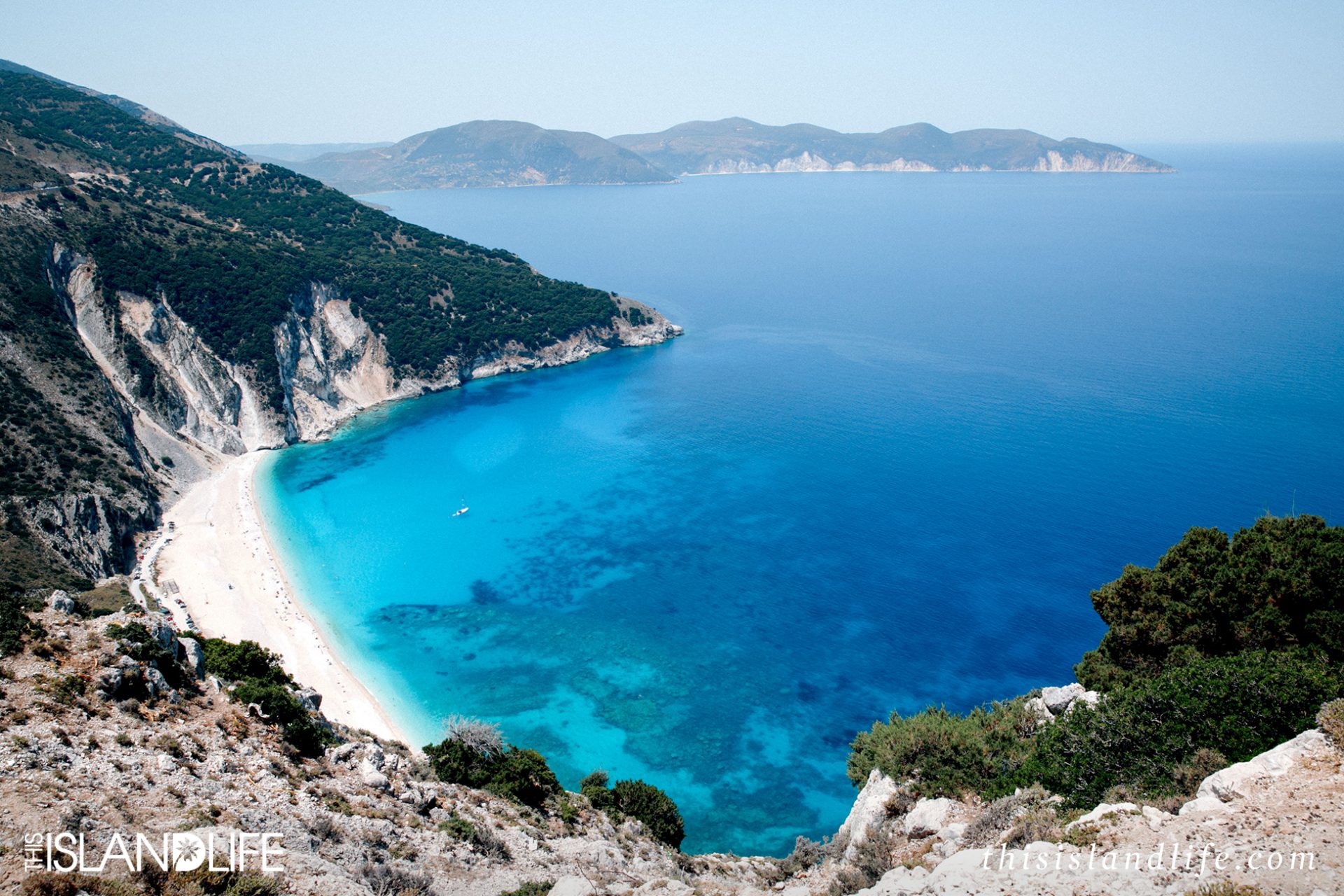 View of Myrtos Beach, Kefalonia Ionian Islands Greece