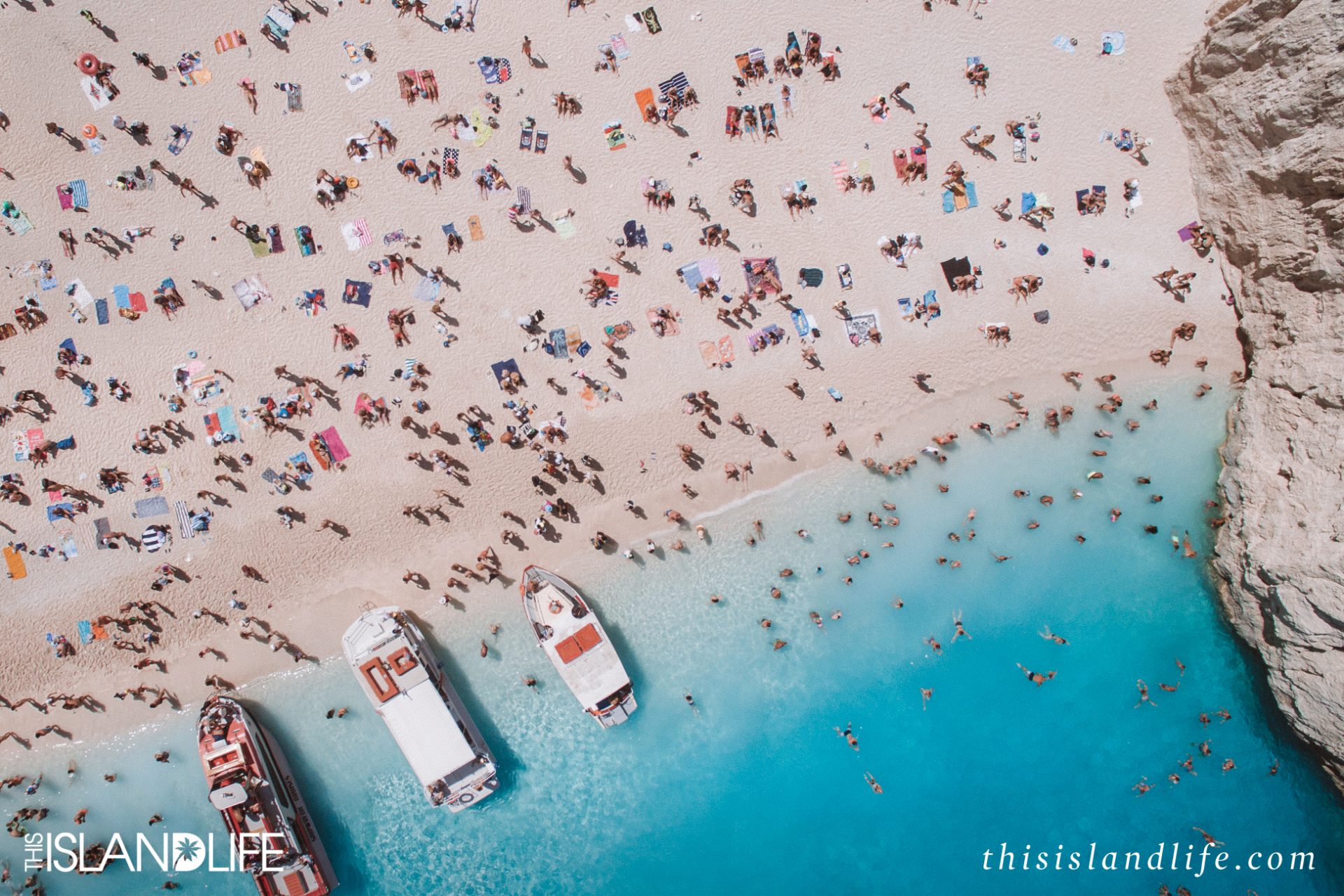 Drone photo of Shipwreck Beach on Zakynthos Island Greece
