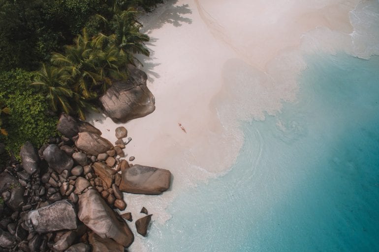 Drone photo of Anse Lazio Beach - Praslin Island, Seychelles